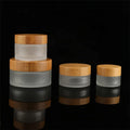 Wholesale 1 Oz Skincare Empty Packaging Cosmetic Containers Face Cream Jar Bamboo Frosted Glass Cosmetic Jars with Lids