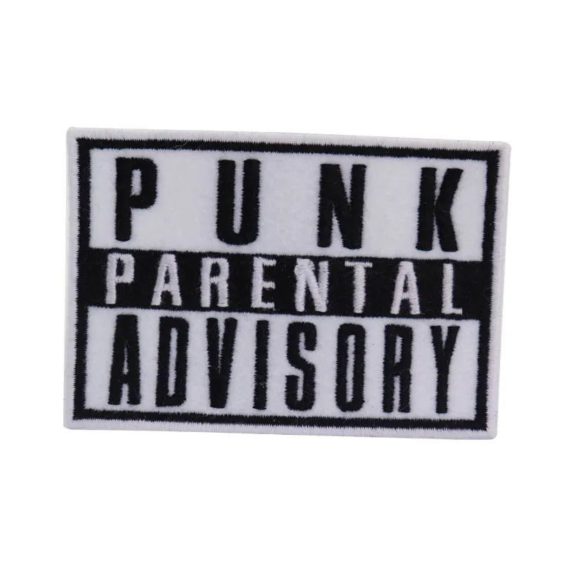 Parental Advisory Advertisement Embroidered Patch Chenille Embroidery Heat Transfer Patches