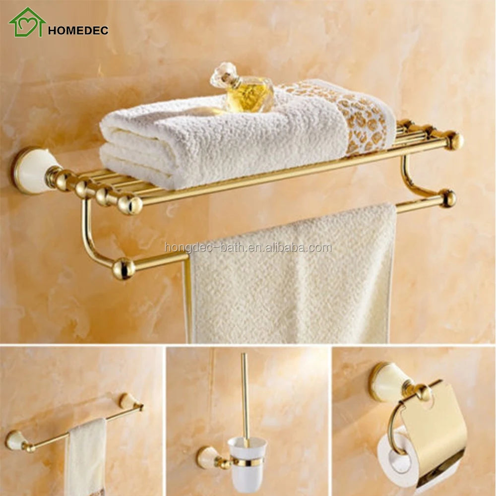 High Quality Brass Golden 4 Piece Bathroom Accessories Set