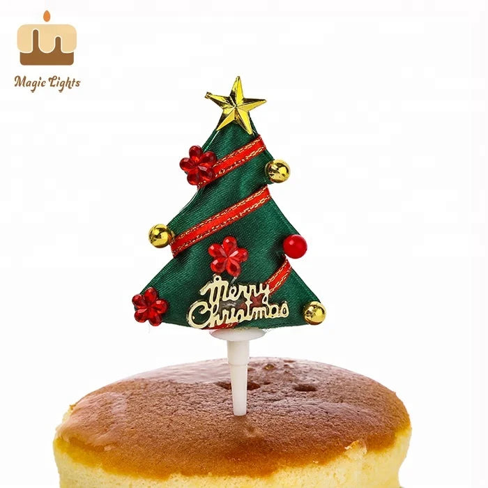Export-oriented Great Workmanship Top Christmas Tree Picks Topper by MAGIC LIGHTS Green & Red Fabric 5.6x6.4cm for Sale
