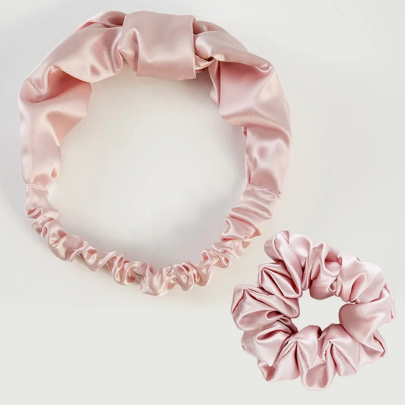 Wholesale Fashinal Hair Ties Accessories Silk Hair Tie Headband 100% Pure Silk Scrunchies for Girls