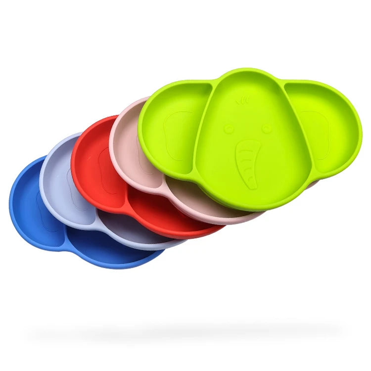 For Hot Sell Food Grade Elephant Shape Reusable BPA Free Eco-Friendly Dishwasher Safe Baby Silicone Suction Plate