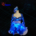 Future LED Costumes RGB Color Technology Stripper Dance Clothes Performance Leotard Clothing 1 Piece Blue for Women Adults Sets