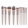 Customized Logo Wholesale Wood Handle 10pcs champagne Makeup Brush Foundation Eye Shadow Contour Grapes Makeup Brush Set