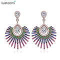 LUOTEEMI 3 Colors Trendy Fashion Shiny Full Multi Zircon Micro Paved Vintage Women Christmas Brincos Drop Earrings