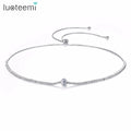 LUOTEEMI New Fashion Silver Tone Clear Cubic Zirconia Bridal Wedding Party Tennis Chokers for Women Jewellery Necklaces