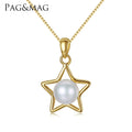 PAG&MAG Wholesale Custom Gold Plated 925 Sterling Silver Jewelry Star Shape Pearl Pendant Necklace