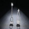 LUOTEEMI Shining Clear Micro Paved Cubic Zirconia Long Asymmetrical Pin Earrings for Women Hot Fashion Crystal Brincos Bijoux