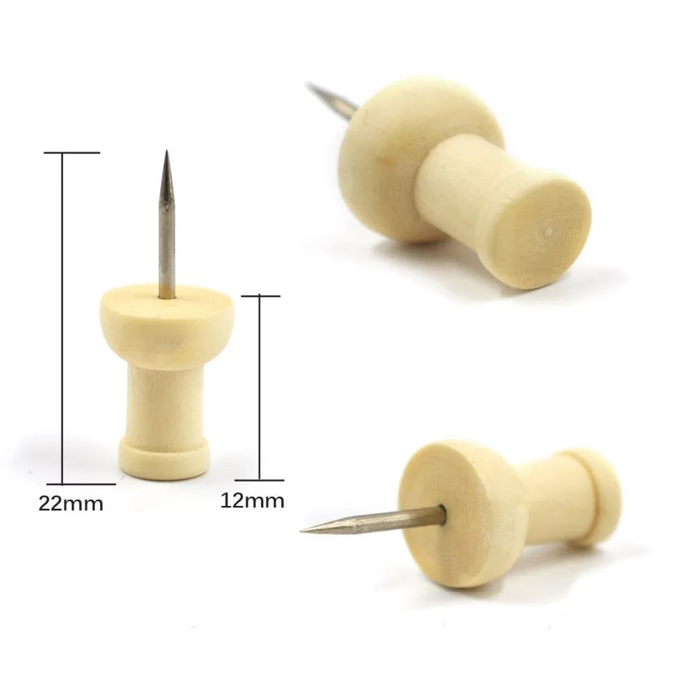 Popular I-Shaped Wood Head Push Pins Wood Thumbtack for Home School Craft Project