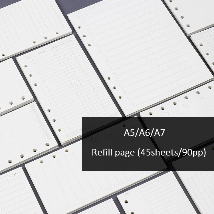 A5/A6/A7 Refillable 6-Ring Planner with Lined/Dotted/Squared/Daily/Weekly/Monthly Inside Pages for Writing and Gift Giving