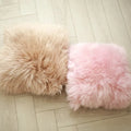 Colorful Furry Sheepskin Fur Decorative Throw Pillow case Cushion Cover Solid  square Sheepskin Pillow case for Living Room Sofa