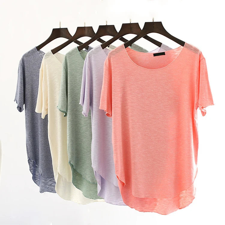 Wholesale Blank Loose Fit Bamboo Cotton T Shirt Women