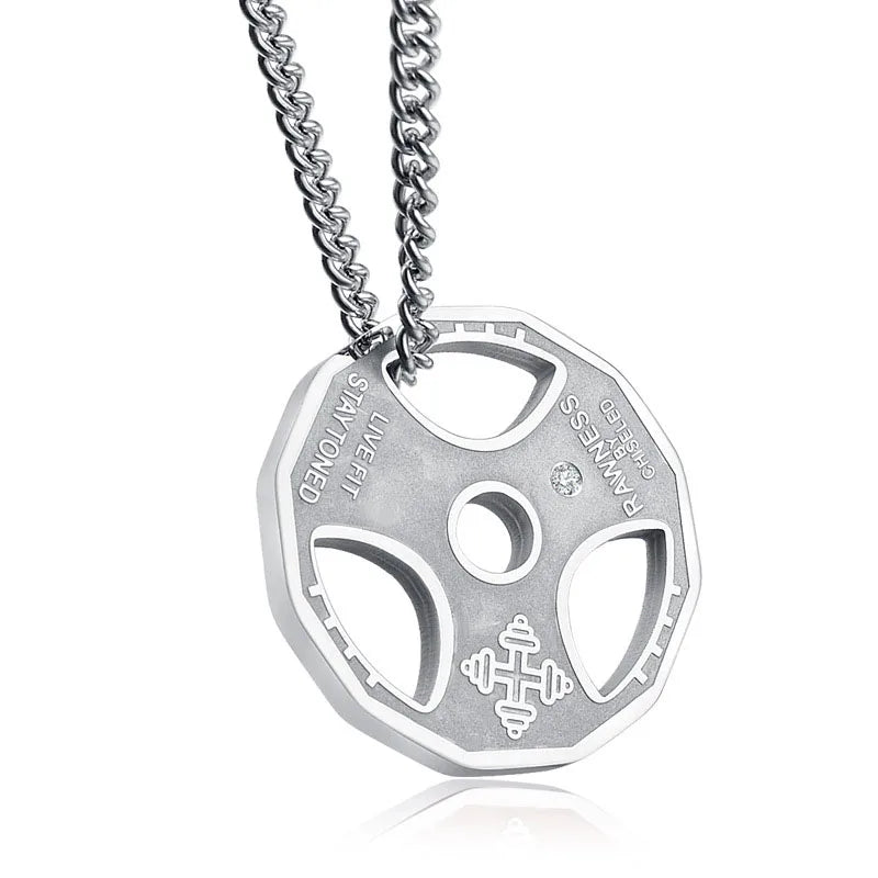 Fitness Jewelry Titanium Steel Dumbbell Barbell Pendant Necklace