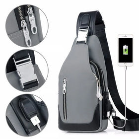 Custom Men's Messenger Bag Shoulder Oxford Cloth Chest Bags Crossbody Fashion Man USB Charging Multifunction Handbag Geometric