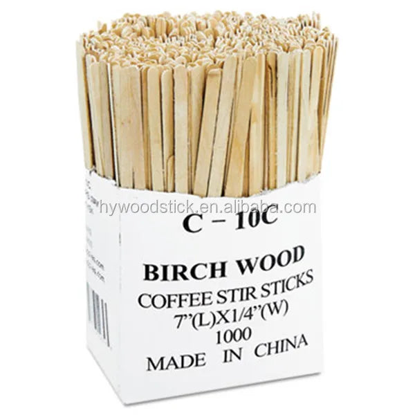 Wholesale 140mm 190mm Disposable Birch Wood Eco-Friendly Food Grade Coffee Sticks