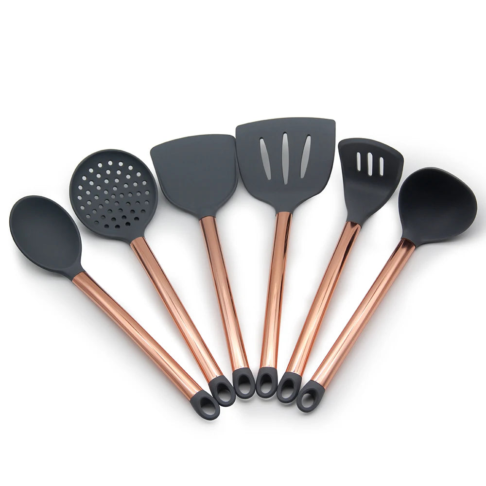 Kitchen Accessories Home and Kitchen Cookware Sets Stainless Steel Handle Silicone Utensil Spoon Turner Ladle