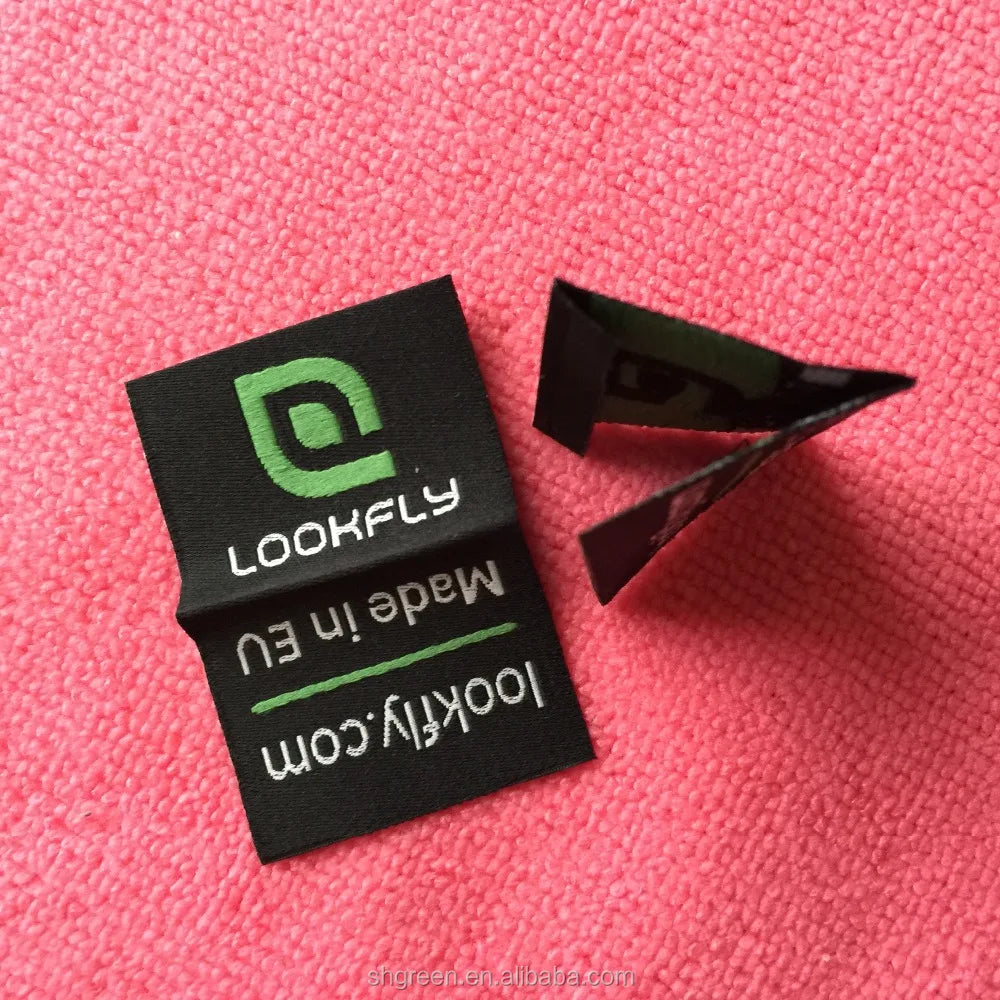 Perfect Book Cover Fold Woven Hem Labelloop Fold Clothing Hem Label for Sleeve