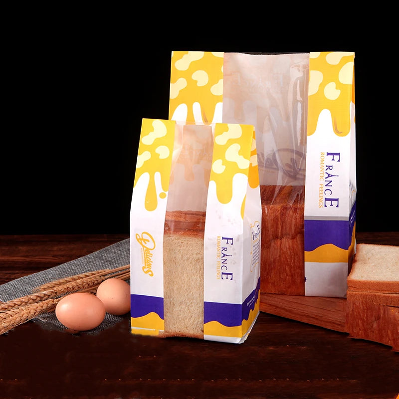 Wholesale Custom Food Grade Sealable Plastic Lined Pastry Bakery White Kraft Paper and Plastic Bread Bag with clear Window