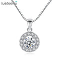 LUOTEEMI Hot Sale Hearts & Arrows Cut Top Quality Carat CZ Diamond Round Pendant Sona Necklace