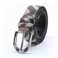 Fashion Pin Buckle Custom Print Logo Design Plaid Cow Leather Genuine Lather Belts