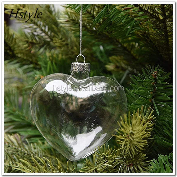 10cm Heart Shape Glass Ball Christmas Tree Ornaments Glass Christmas Tree Toys Set Pine Cones New Year Decoration Navidad SD097