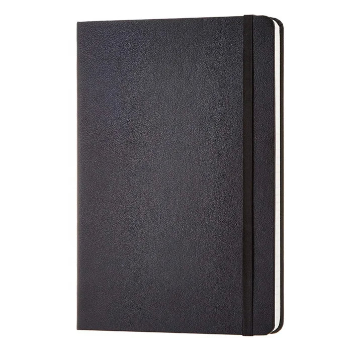 Bulk Cheap A5 Hardcover Black Line Paper Journal Notebook Customizable Low MOQ with Band Black Faux Leather Cover