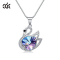 CDE YP1053 Luxury Crystal Jewelry 925 Sterling Silver Swan Necklace Animal Heart-Shaped Austrian Crystal Pendant Necklace