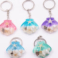 Custom Keychain Resin Conch Key Holder Ocean Series Metal Key Chains Acrylic Key Rings with Real Starfish for Souvenirs Tourist