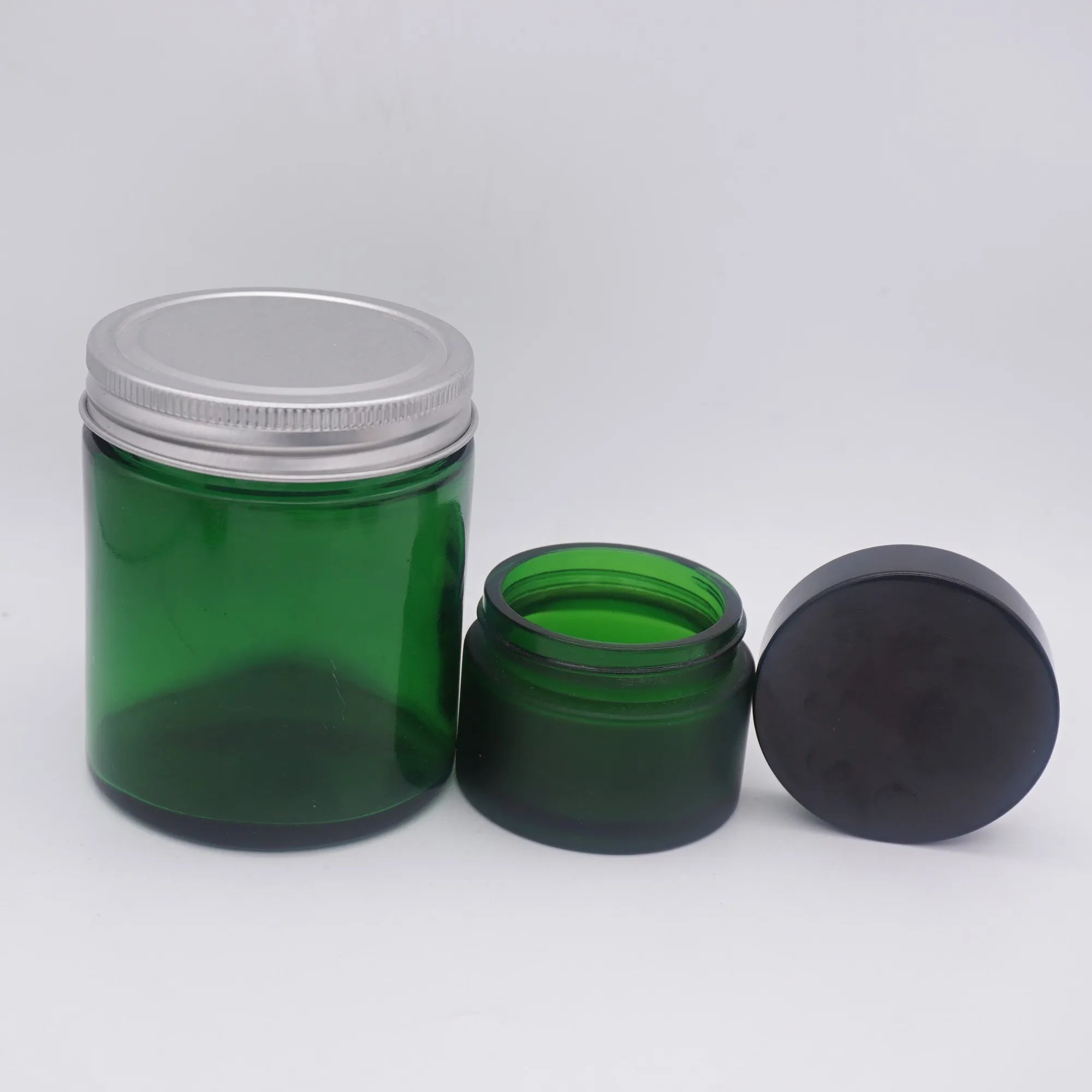 100g Green Glass Jars 5ml with Black Plastic Lid