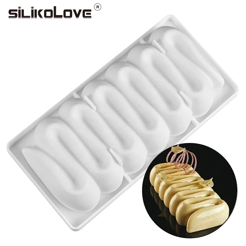 Factory Direct Selling 3D Spiral Wave Design Rectangle Chiffon Silicone Cake Mold for Sale