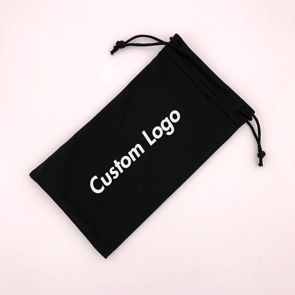 90X180mm Personalized Sunglasses Pouch Custom Logo Black Soft Microfiber Glasses Bag