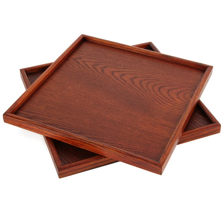 Wholesale Biodegradable Plant Pattern Classical Square Japandi Style 30cm Wood Eco-Friendly Serving Tray