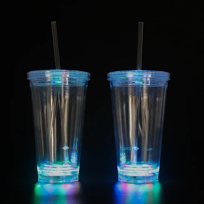 Party Decorations Led Plastic Bottle Cup Led Drinking Glass With Straw
