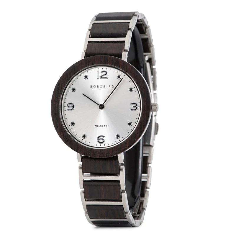 eco-friendly BOBO BIRD Stainless Steel Ultra Thin Wood Wristwatch for Men and Women