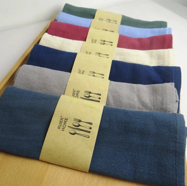 Organic Cotton Linen Blend Solid Color Tea Towel Kitchen Cleaning Cloth Dish Towel