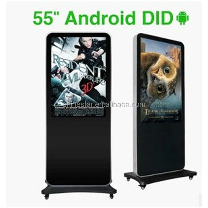UHD 4K 55 Inch Free Stand Android 4G Wifi Network Control LCD Video Advertising TV Kiosk for Hotel Shopping Mall Restaurant