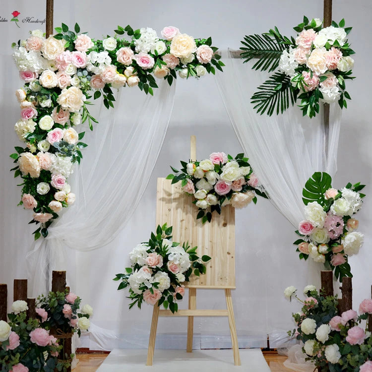 Artificial Rose Decorative Arch Runner Cloth Wedding Backdrop Flower Wall for Graduation Thanksgiving-Rose Decorations