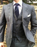 2025 Men Wedding Suits With Pants 3 Piece Stripe Suits Men Tuxedo Man Suits Slim Fit Prom Costume Homme(Jacket+Pants+Vest)