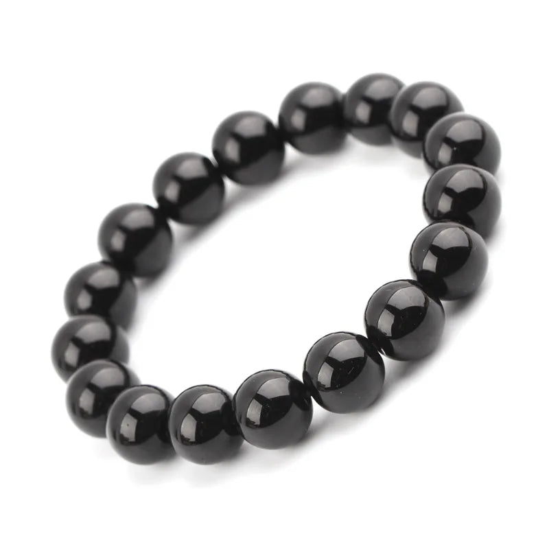 Wholesale Gemstone Black Onyx Black Agate 4-12mm Beads Bracelet
