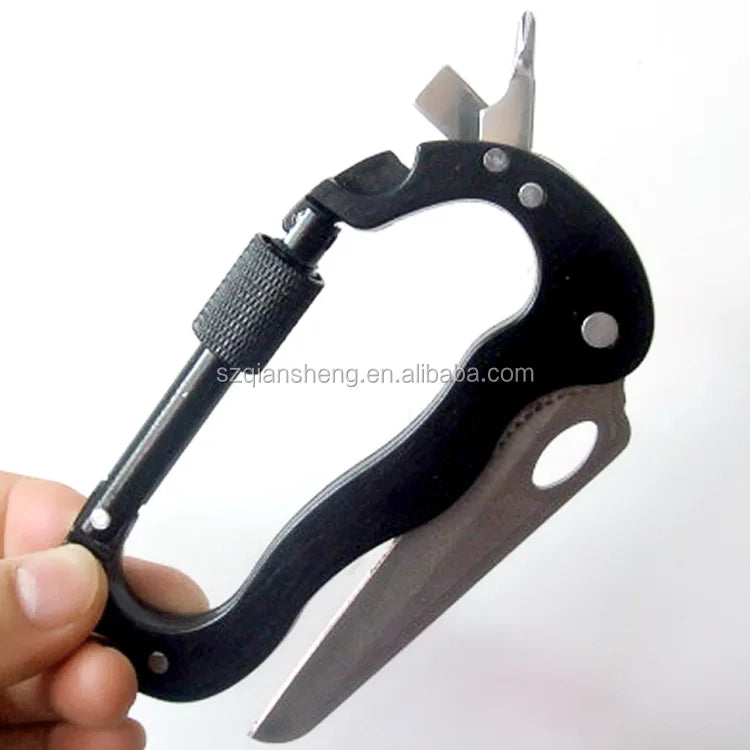 Outdoor Pocket Multifunctional Climbing Carabiner With Knife Screwdriver