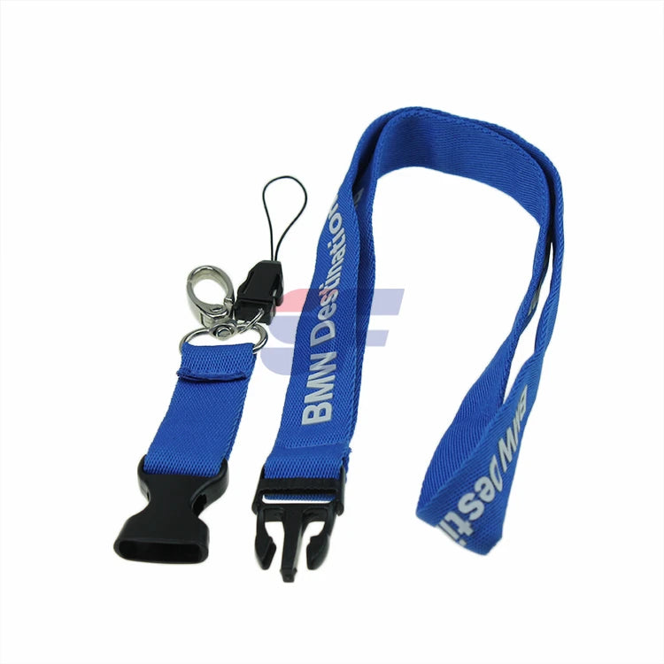 Factory Custom Cheap Professional Eco-Friendly Silk Screen Printing Polyester Lanyard with Breakaway Buckle
