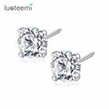 LUOTEEMI Wholesale Fine CZ Stone Crystal 4 Paws Shaped Simple Stud Earring With 925 Sterling Silver for Women Wedding Jewelry