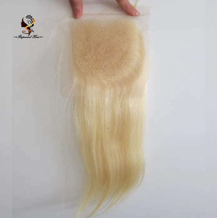 #613 Blonde 4x4 Transparent for Lace Closure Bleached Knots Remy Virgin Human Hair 130% Density Long Length