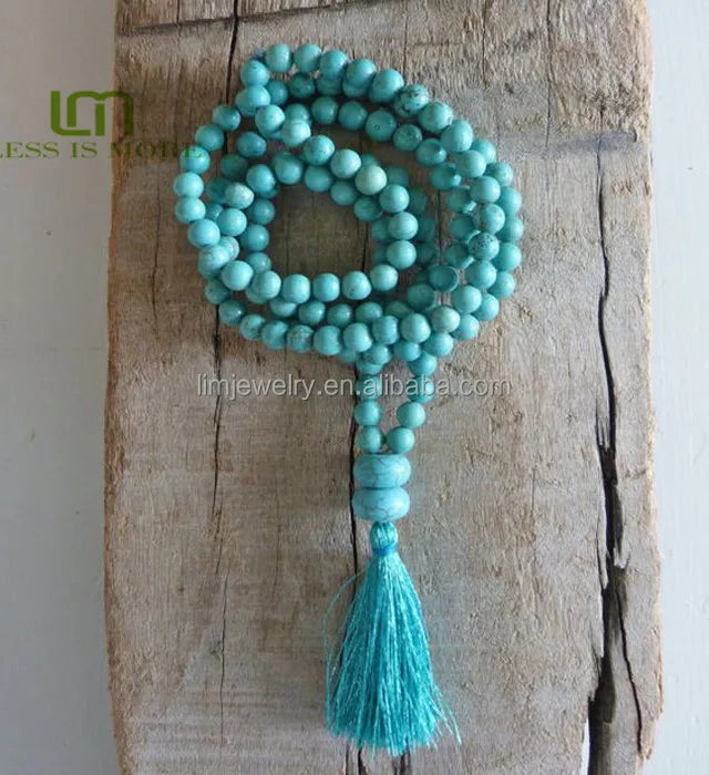 108 Yoga Green Turquoise Beaded Tassel Bracelet Necklace Bohemian Anchor Pattern for Party Anniversary Gift Ideas Matching
