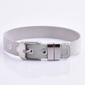 Factory Hot Sale Turkish 316L Stainless Steel Silver Watch Chain Bangle Engraved Metal Steel Bangle for Men
