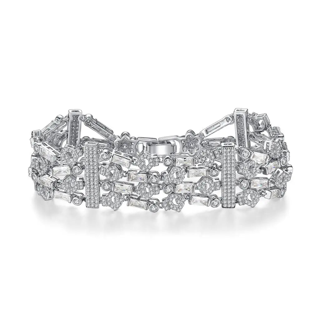 LUOTEEMI Luxury Zircon Stone Wedding Bracelet for Bridals a AA Cubic Zirconia Bracelets & Bangles