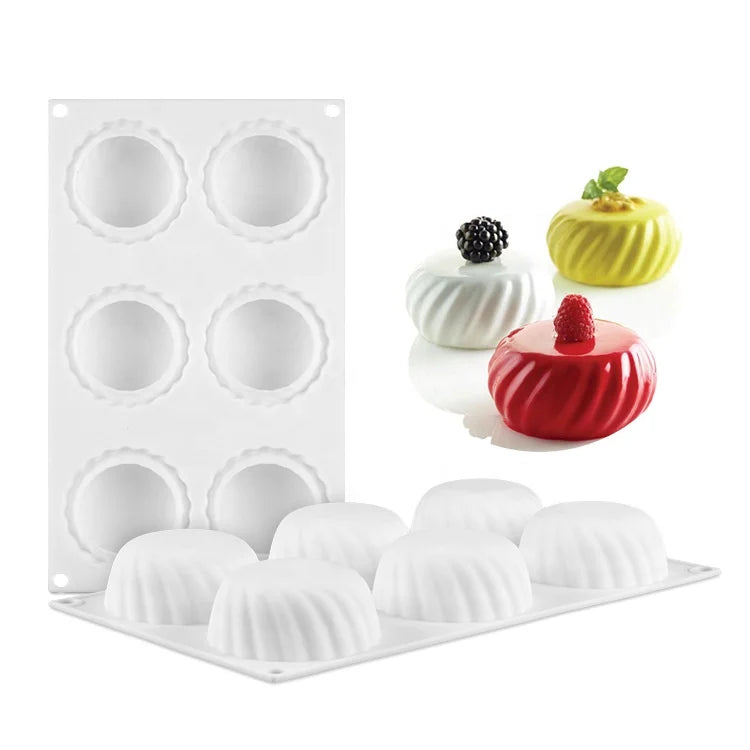 6 Cavity Beveled Oblate Shape Silicone Mould Cake Silicone Mousse Mold