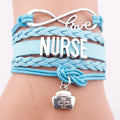 Hand Made Infinity Love Nurse Charm Bracelet With Nurse Cap Pendant Nurse Letter Bracelet Medial Gift