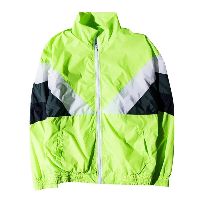 Wholesale XXXL Retro Mens Nylon Color Block Windbreaker Jacket