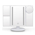 Tri-fold Lighted Vanity Makeup Mirror With 1X/2X3X Magnification Touch Screen 180 Degree Free Rotation Cosmetic Desktop Mirror